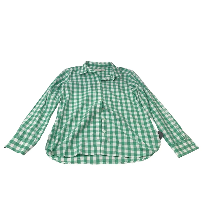 Party Wear Top Long Sleeve By Loft In Green & White, Size: S