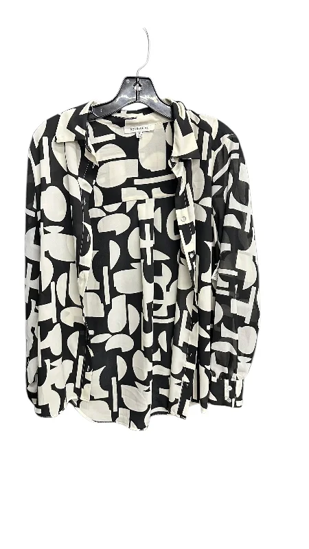 Low-key Luxury Top Long Sleeve By Rose And Olive In Black & White, Size: M