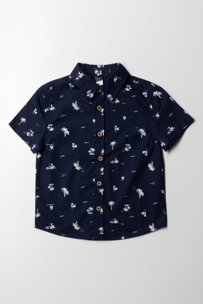 Easy Comfort Style Short Sleeve Shirt Navy