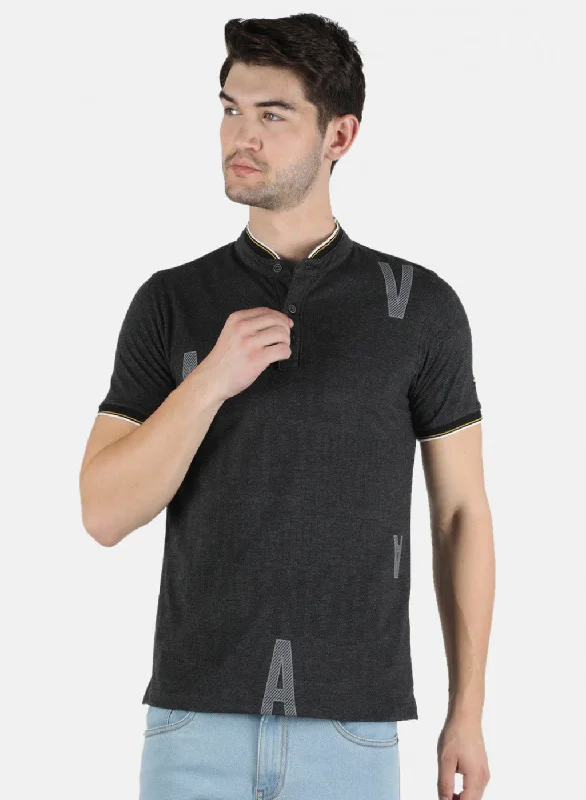 Versatile Outfits Men Black Printed T-Shirt