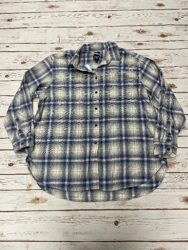 Cozy Apparel Top Long Sleeve By Gap In Plaid Pattern, Size: L