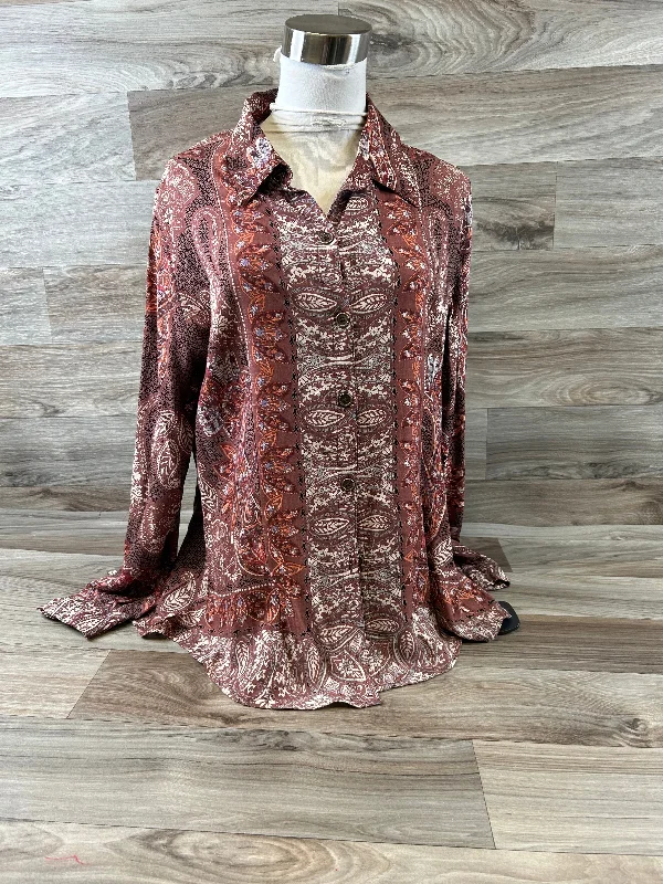 Autumn Selection Top Long Sleeve By Clothes Mentor In Paisley Print, Size: M