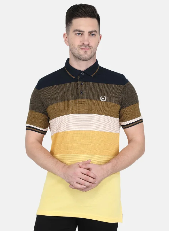 Casual Wear Men Mustard Stripe T-Shirt