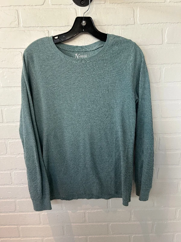 Minimal Style Top Long Sleeve Basic By Natural Reflections In Green, Size: M