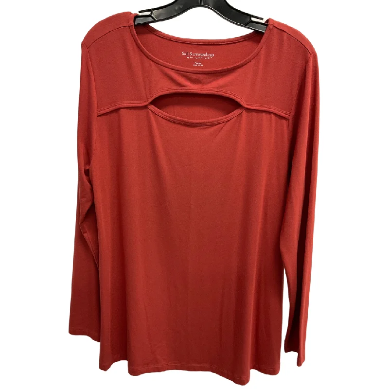 Stylish Fit Top 3/4 Sleeve Basic By Soft Surroundings In Orange, Size: Xl