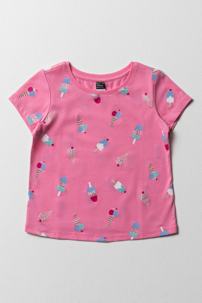 Versatile Comfort Ice Cream Short Sleeve T-Shirt Pink