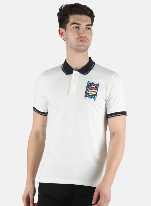 Comfortable Fitwear Men White Printed T-Shirt