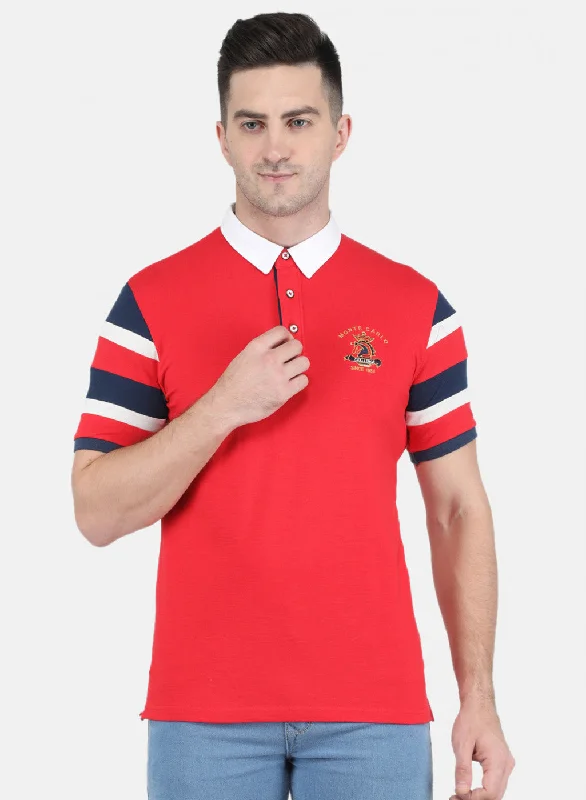 Cozy Outfit Men Red Solid T-Shirt
