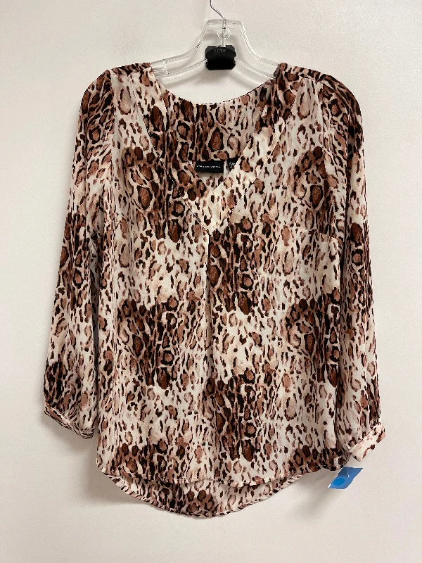 End Of The Year Top Long Sleeve By Adrienne Vittadini In Animal Print, Size: S
