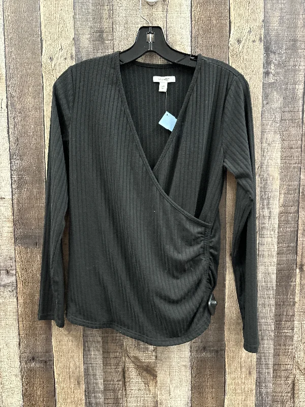 Fashion Design Top Long Sleeve By Nine West In Black, Size: M