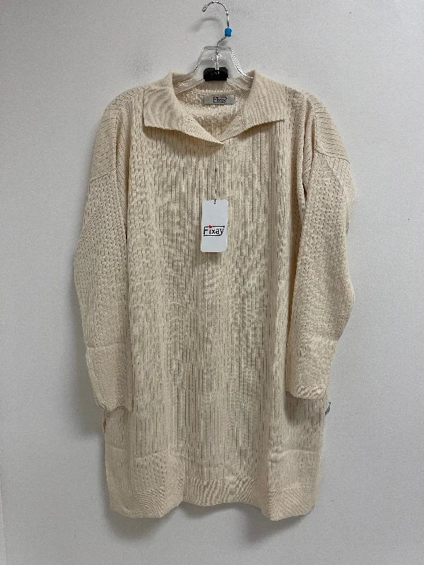 Unique Design Tunic Long Sleeve By Clothes Mentor In Cream, Size: Xl