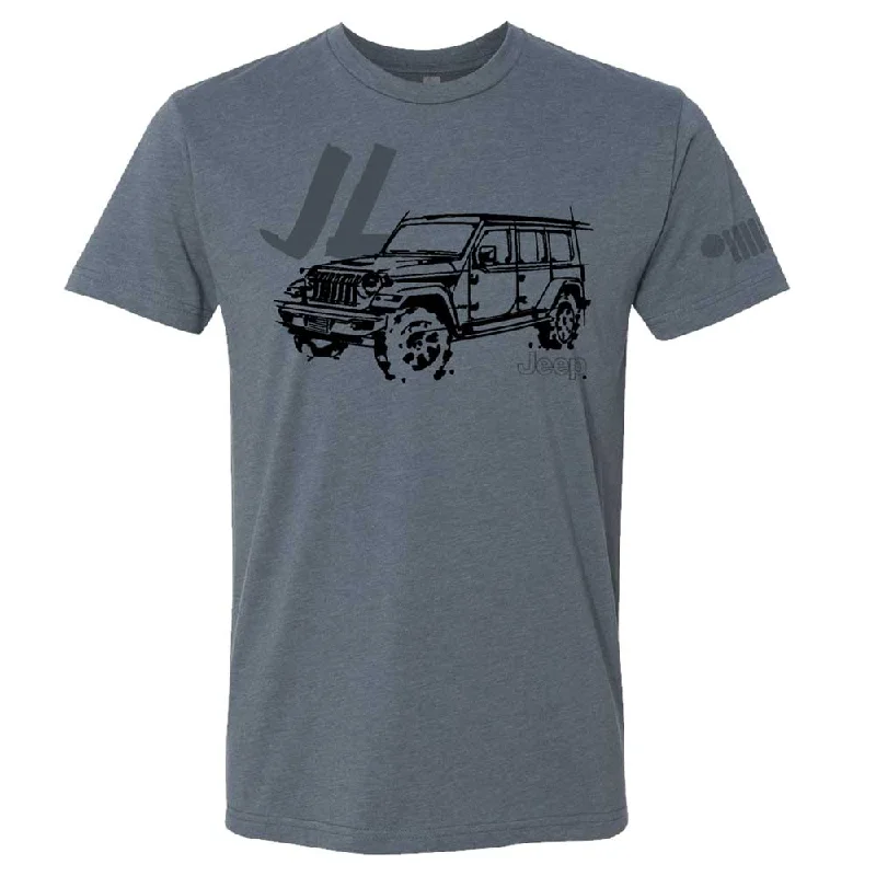 Simple And Comfortable Mens Jeep® JL Wrangler - LDD Series - Triblend Indigo Blue T-Shirt