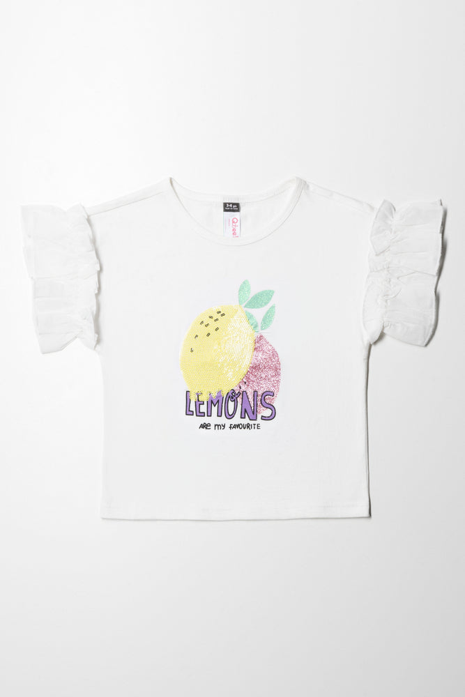 Casual Chic Looks Lemon 3D Knit Top White