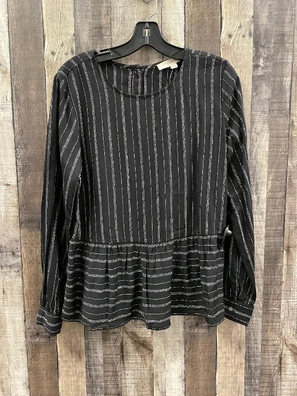 Trendy Wear Top Long Sleeve By Loft In Black & White, Size: S