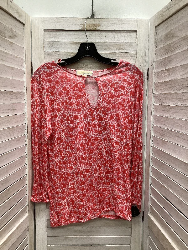 Casual Street Top Long Sleeve By Michael By Michael Kors In Red & White, Size: S
