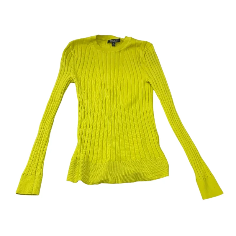 Celebrity Style Top Long Sleeve Basic By Banana Republic In Chartreuse, Size: S