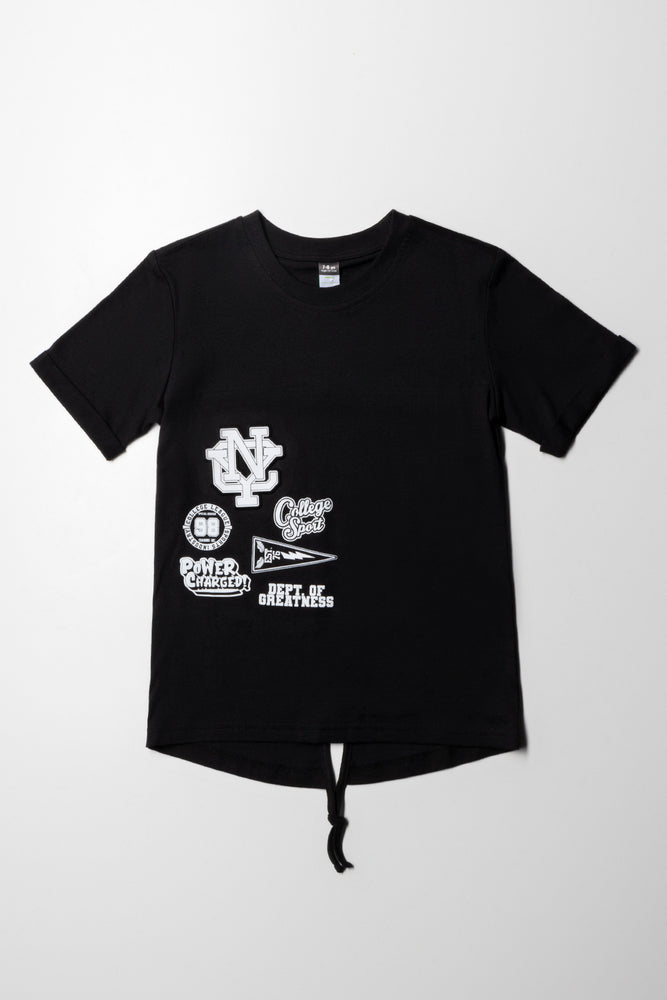 Soft Knitwear Tuxedo Back T-Shirt Black
