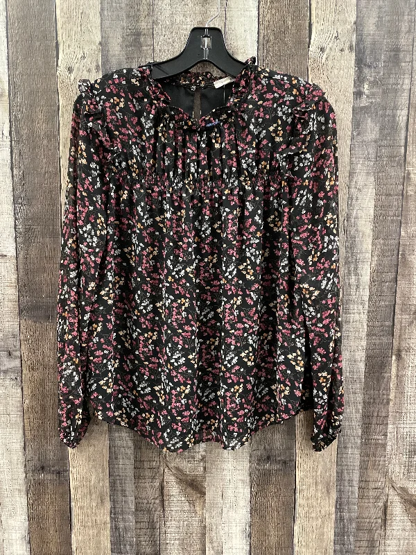 Embroidered Letters Top Long Sleeve By Pleione In Multi-colored, Size: S