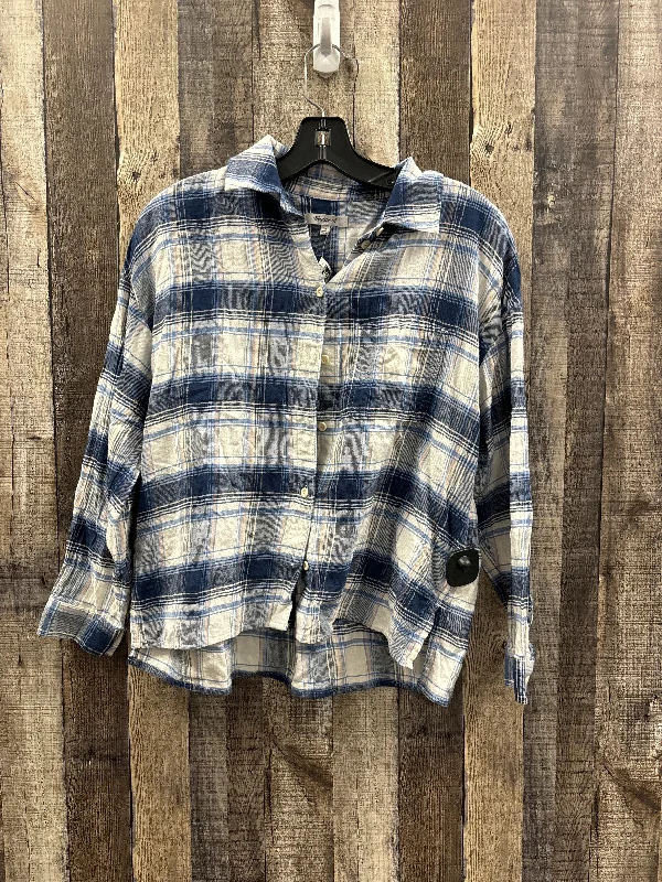 Creative Prints Top Long Sleeve By Madewell In Plaid Pattern, Size: Xs