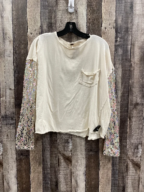 All-Day Wear Top Long Sleeve By Free People In Cream, Size: M