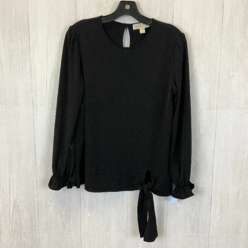 Exquisite Craftsmanship Top Long Sleeve By Michael Kors In Black, Size: L