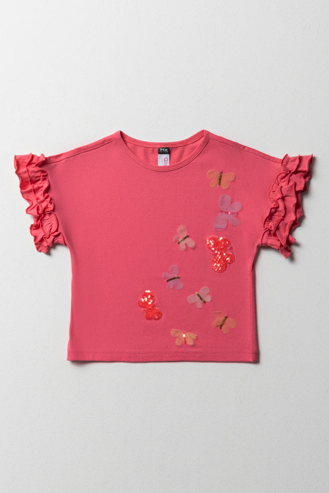 Easy Chic Wear 3D Butterfly Knit Top Pink