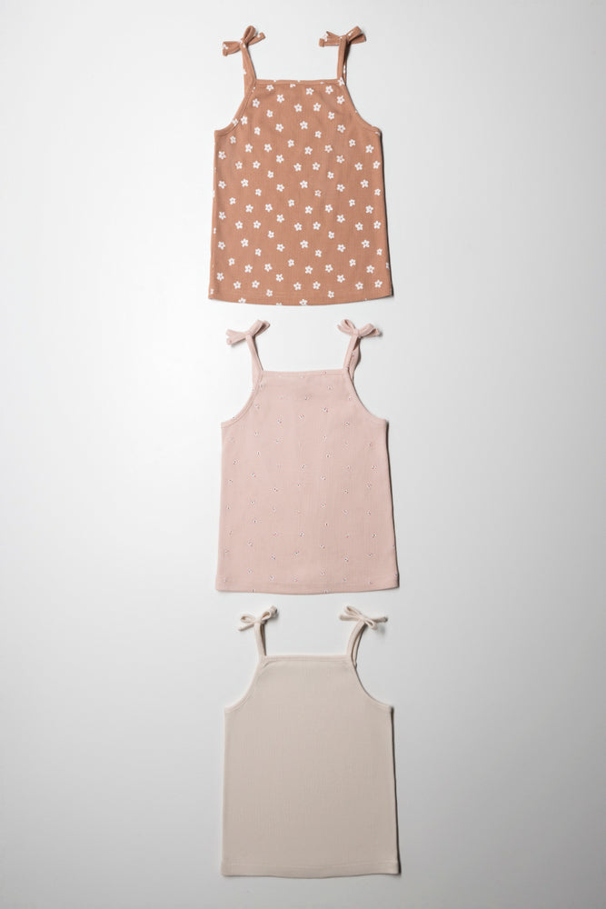 Layered Comfort 3 Pack Rib Vests Peach & Natural
