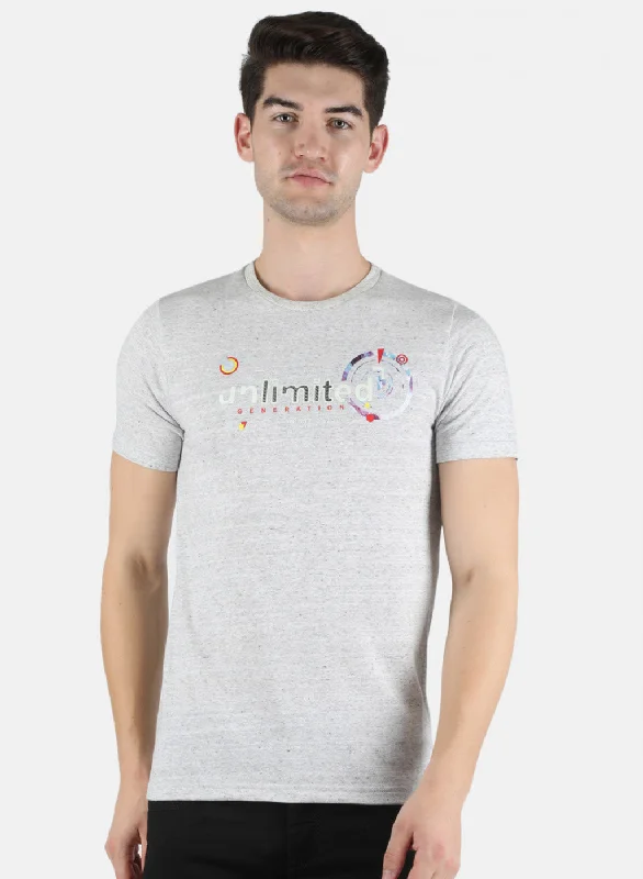 Casual Fit Men Grey Printed T-Shirt