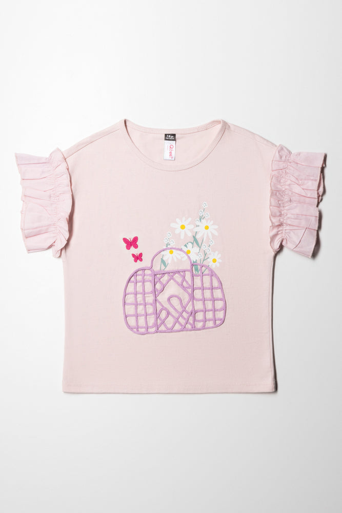Relaxed Looks Basket Flower 3D Knit Top Light Pink