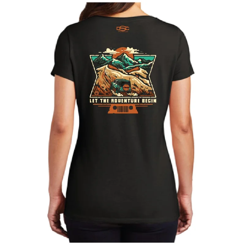 Short Design Ladies Jeep® Dunes V-neck - Black