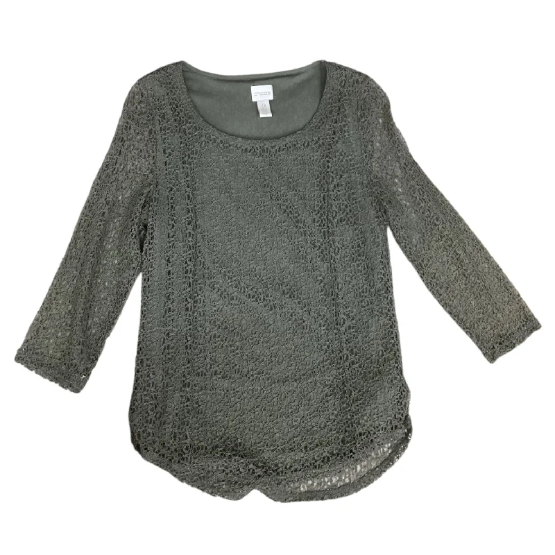 Noble Temperament Top Long Sleeve By Chicos In Green, Size: 0