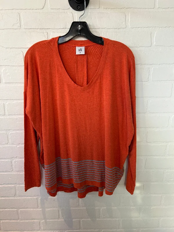 Elegant And Elegant Top Long Sleeve By Cabi In Orange, Size: M