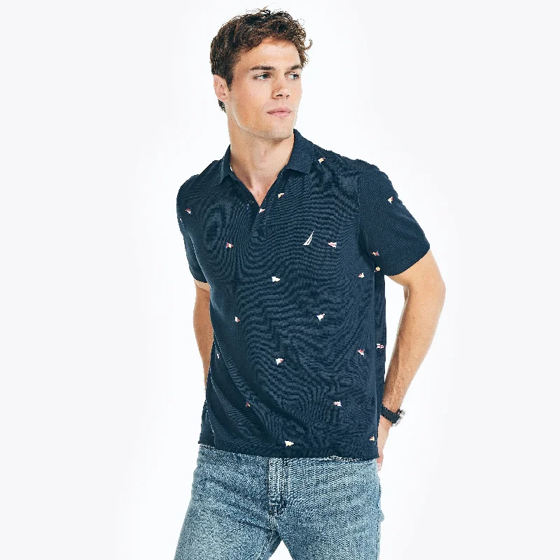 Warm And Comfortable Nautica Mens Sustainably Crafted Classic Fit Printed Deck Polo