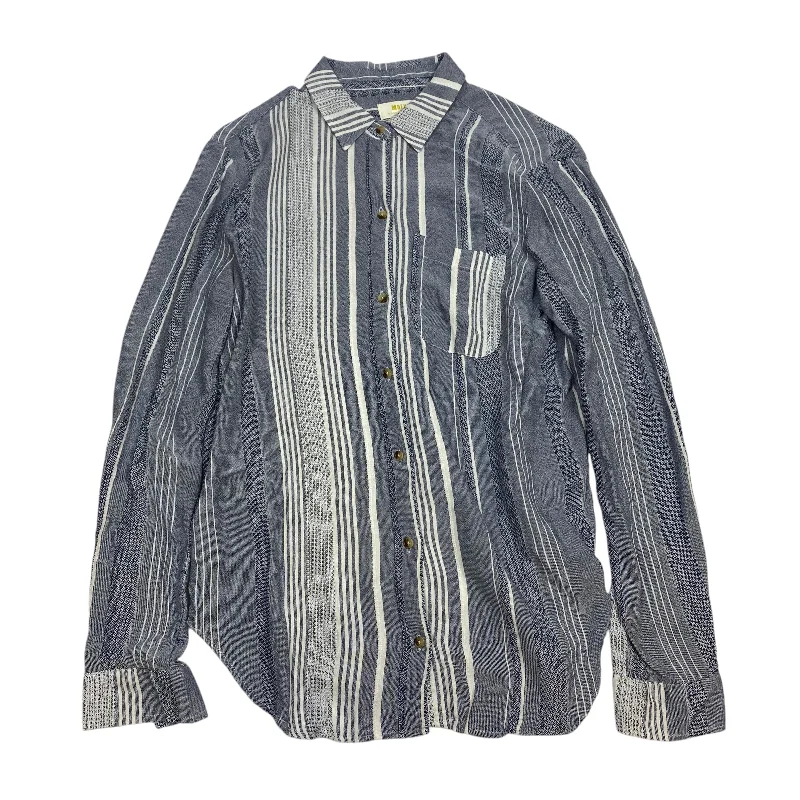 Soft Fashion Top Long Sleeve By Maeve In Blue & White, Size: S