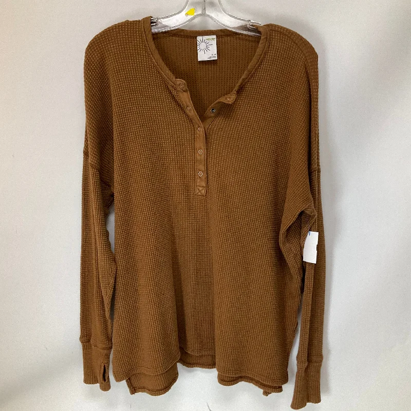 Goddess Outfit Top Long Sleeve By Aerie In Brown, Size: M