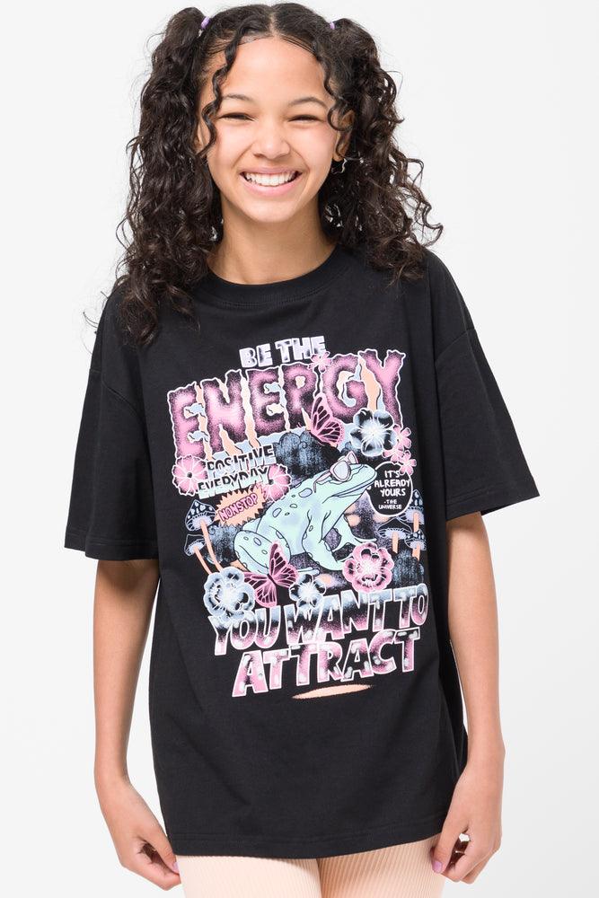 Exclusive Customization Be The Energy Oversized T-Shirt  Black