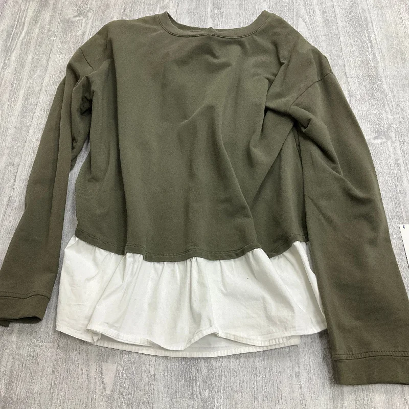 Design Perception Top Long Sleeve By Vince Camuto In Green & White, Size: M