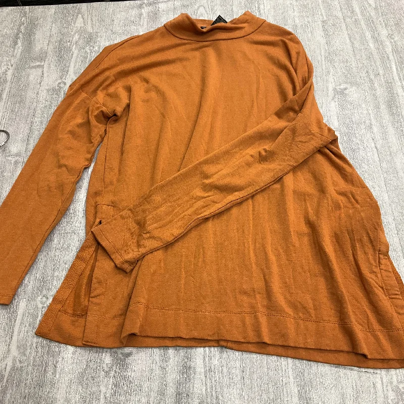 Relaxed Fits Top Long Sleeve Basic By Joan Vass In Orange, Size: S