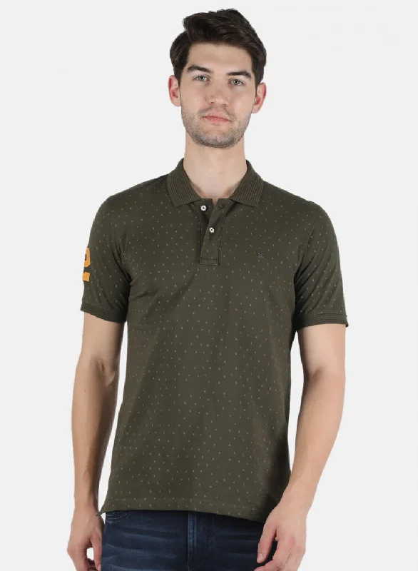 Ultra-lightweight Men Olive Printed T-Shirt