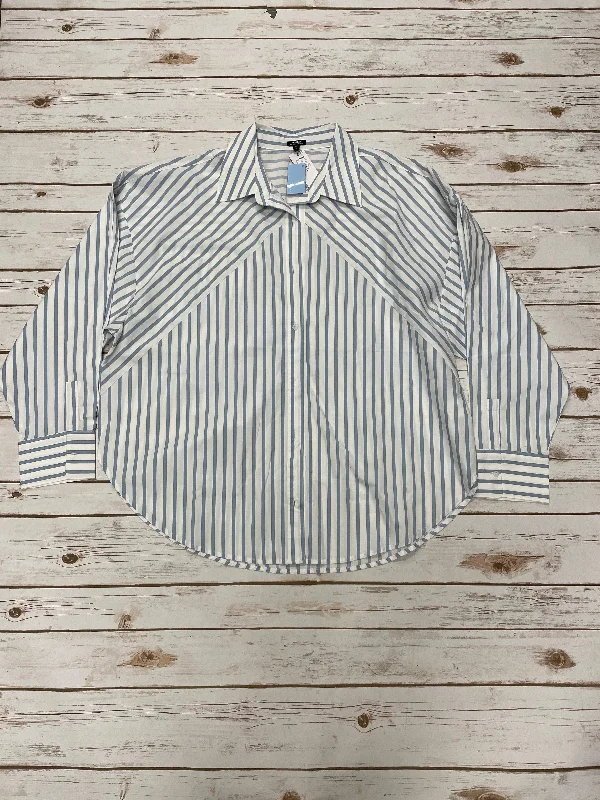 Versatile Style Top Long Sleeve By Express In Blue & White, Size: Xl