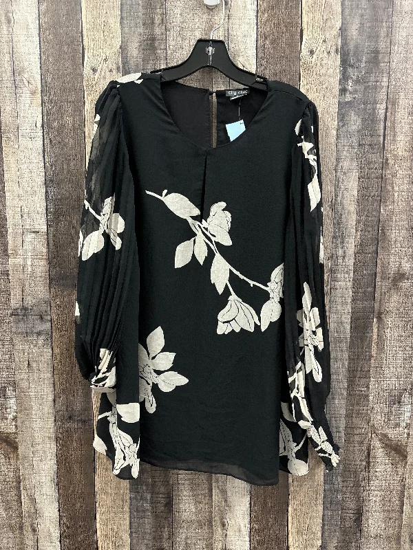 Unique Prints Top Long Sleeve By City Chic In Black, Size: M