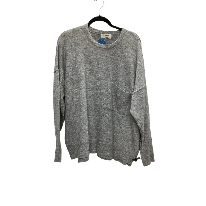 Design Trend Top Long Sleeve By Zenana Outfitters In Grey, Size: L