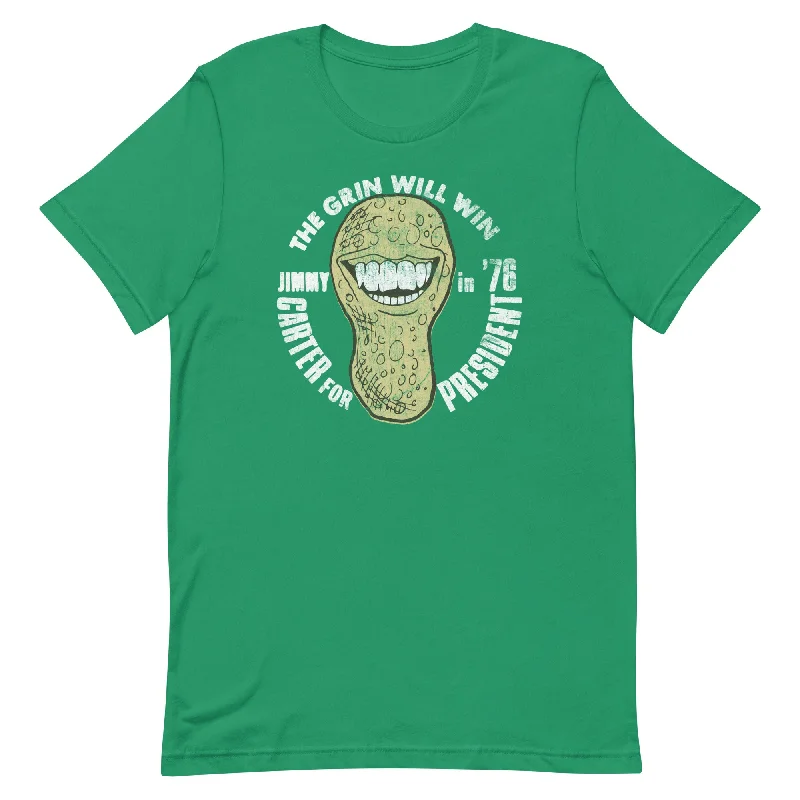 Sports Fashion The Grin Will Win 1976 Jimmy Carter Distressed Campaign T-Shirt