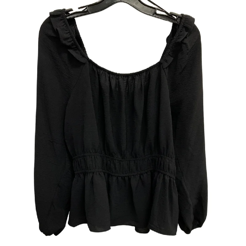 Versatile Comfort Wear Top Long Sleeve By Nine West In Black, Size: L