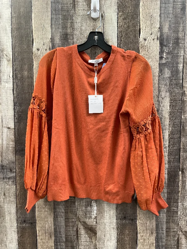 Street Charm Top Long Sleeve By Sioni In Orange, Size: M