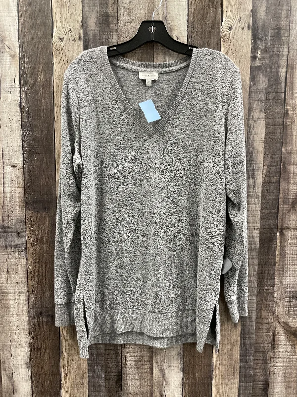 Relaxed Fit Top Long Sleeve By Lucky Brand In Grey, Size: M