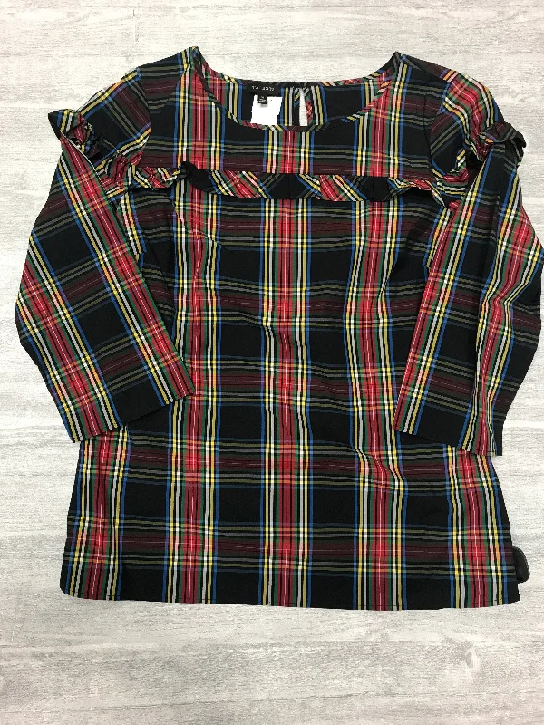 Weekend Comfort Wear Top Long Sleeve By Talbots In Plaid Pattern, Size: M