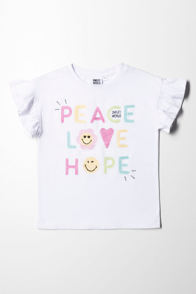Bright Colors SmileyWorld Frill Top White