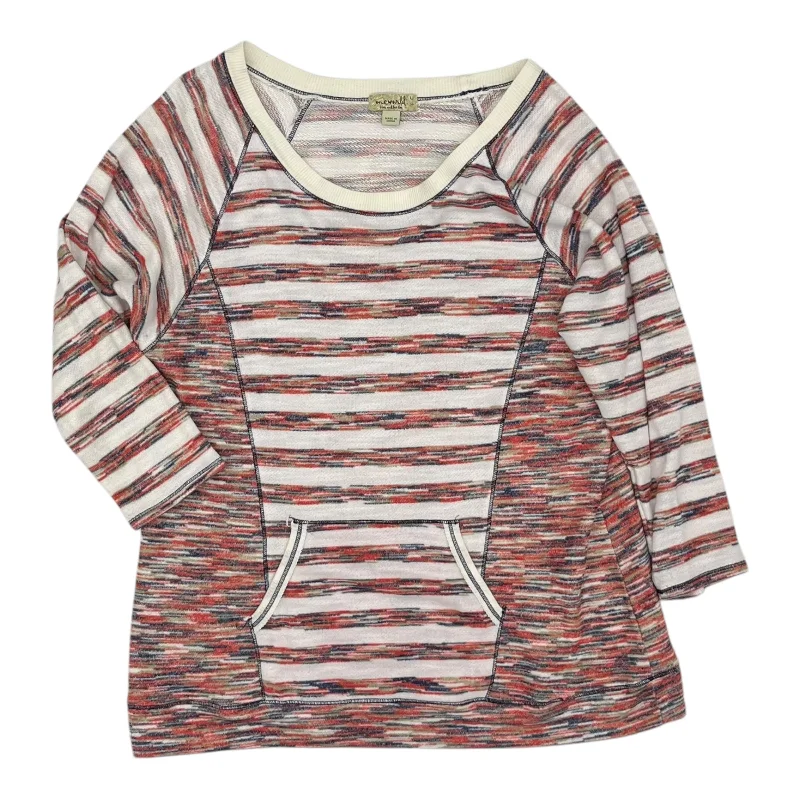 Cozy Fashion Trends Top 3/4 Sleeve By One World In Striped Pattern, Size:L