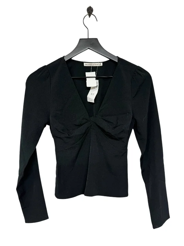 Hooded design Top Long Sleeve By Abercrombie And Fitch In Black, Size: Xs